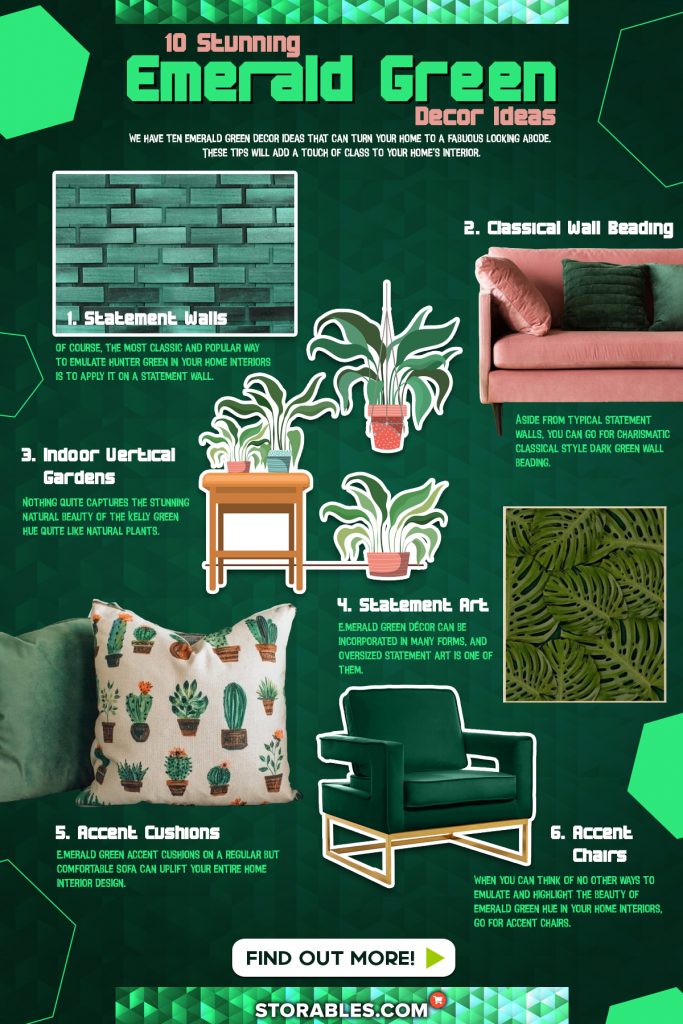 10 Stunning Emerald Green Decor Ideas - Infographics