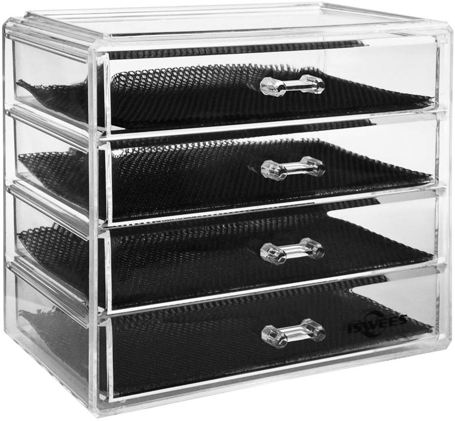 4Drawer Clear Organizer with Bamboo Frame Storables