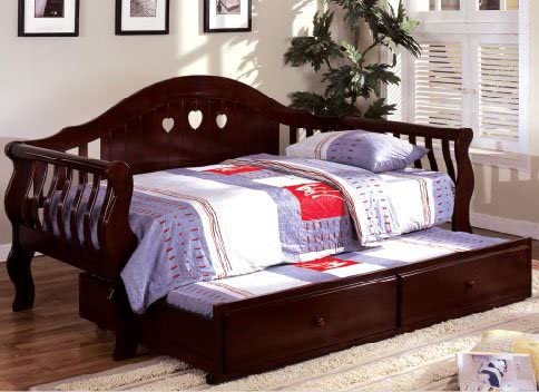  Charlotte Dark Cherry Solid Wood Camel Style Curved Daybed 