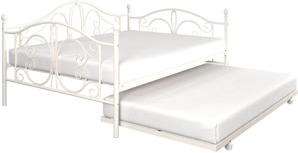  DHP Bombay Metal Full Size Daybed Frame with Included Twin Size Trundle