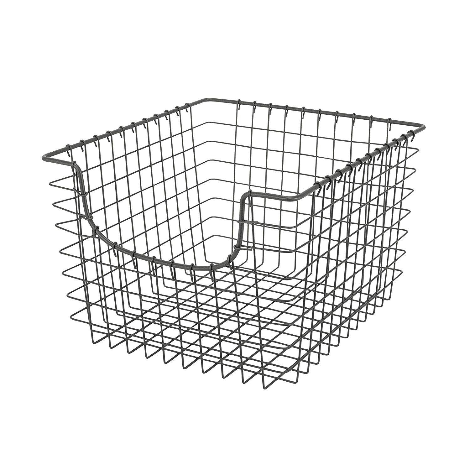Large Gray 12 Inch x 13 Inch Scoop Basket Storables