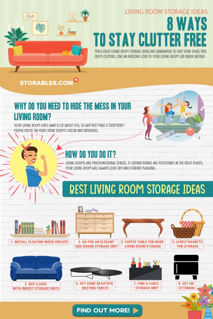 Living Room Storage Ideas – 8 Ways To Stay Clutter Free - Infographics