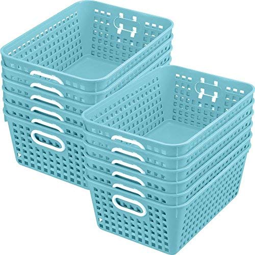 Medium Aqua Dot Bin with Handles | Storables