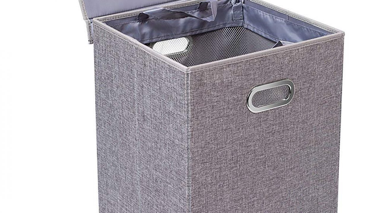 Single Gray Folding Hamper With Lid Storables