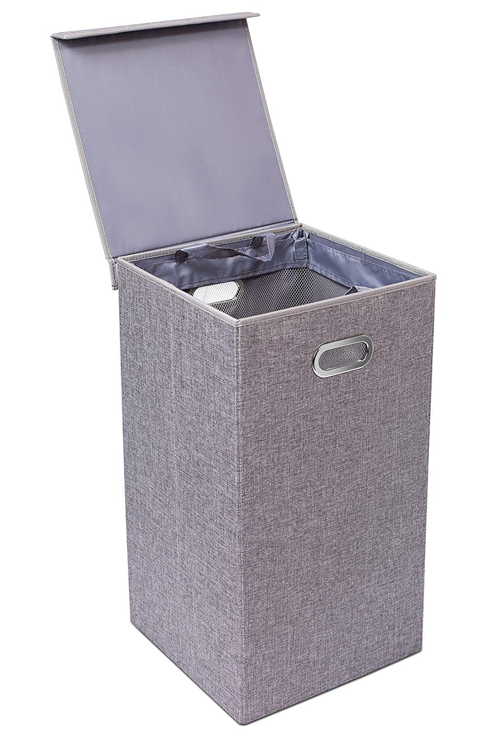 Single Gray Folding Hamper With Lid Storables