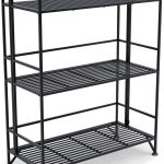 3-Tier Wide Folding Metal Shelf, Black