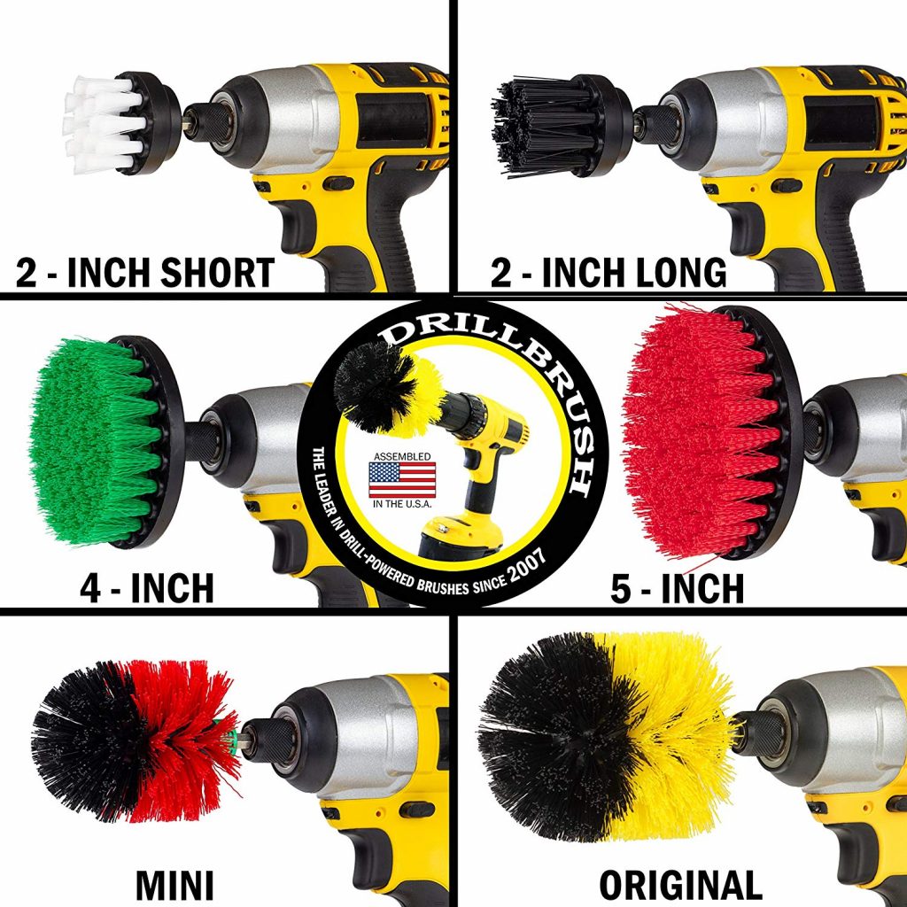 Use your drill with extra brushes for a perfect scrubber