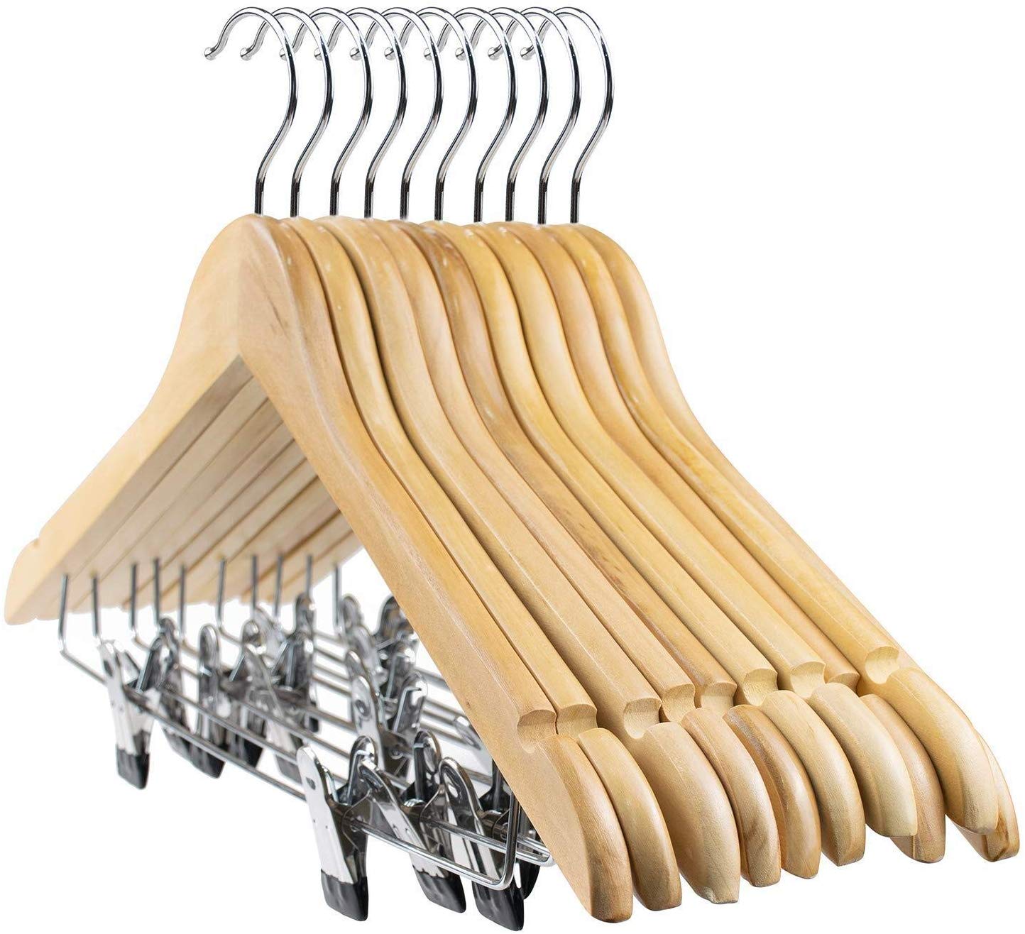 Tosnail 10-Pack Wooden Suit Hanger With Clips | Storables
