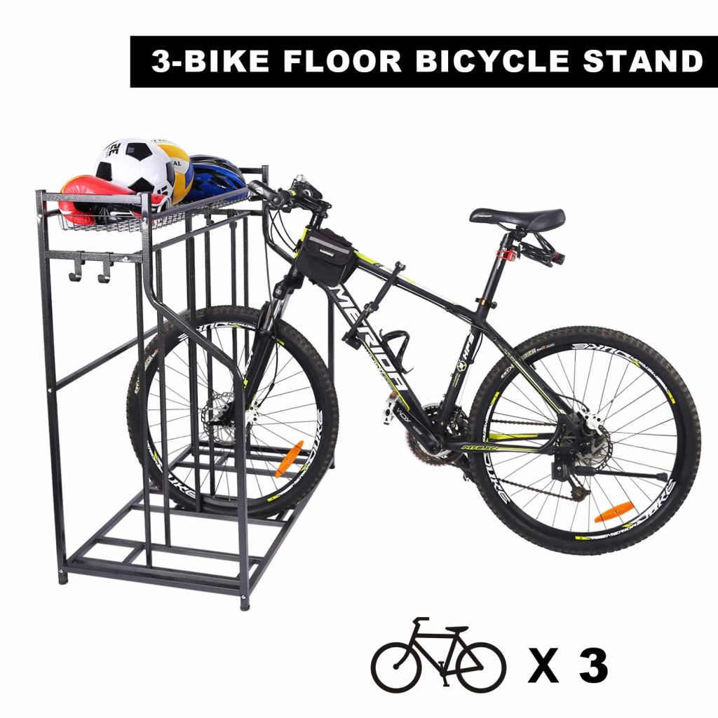 Mythinglogic Indoor Bike Rack with Baskets and 4 Hooks