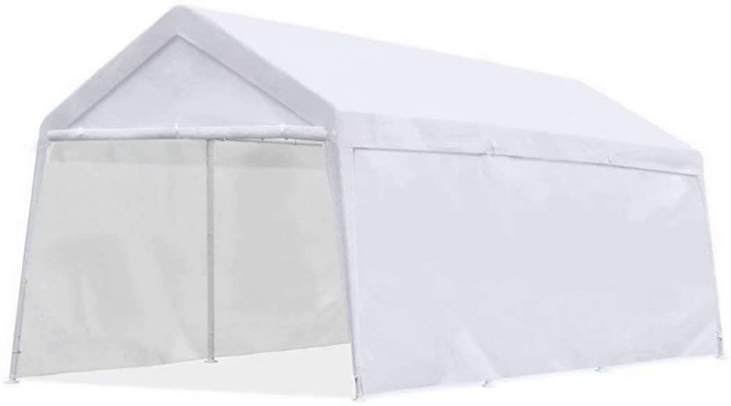 White heavy duty car shelter from Quictent