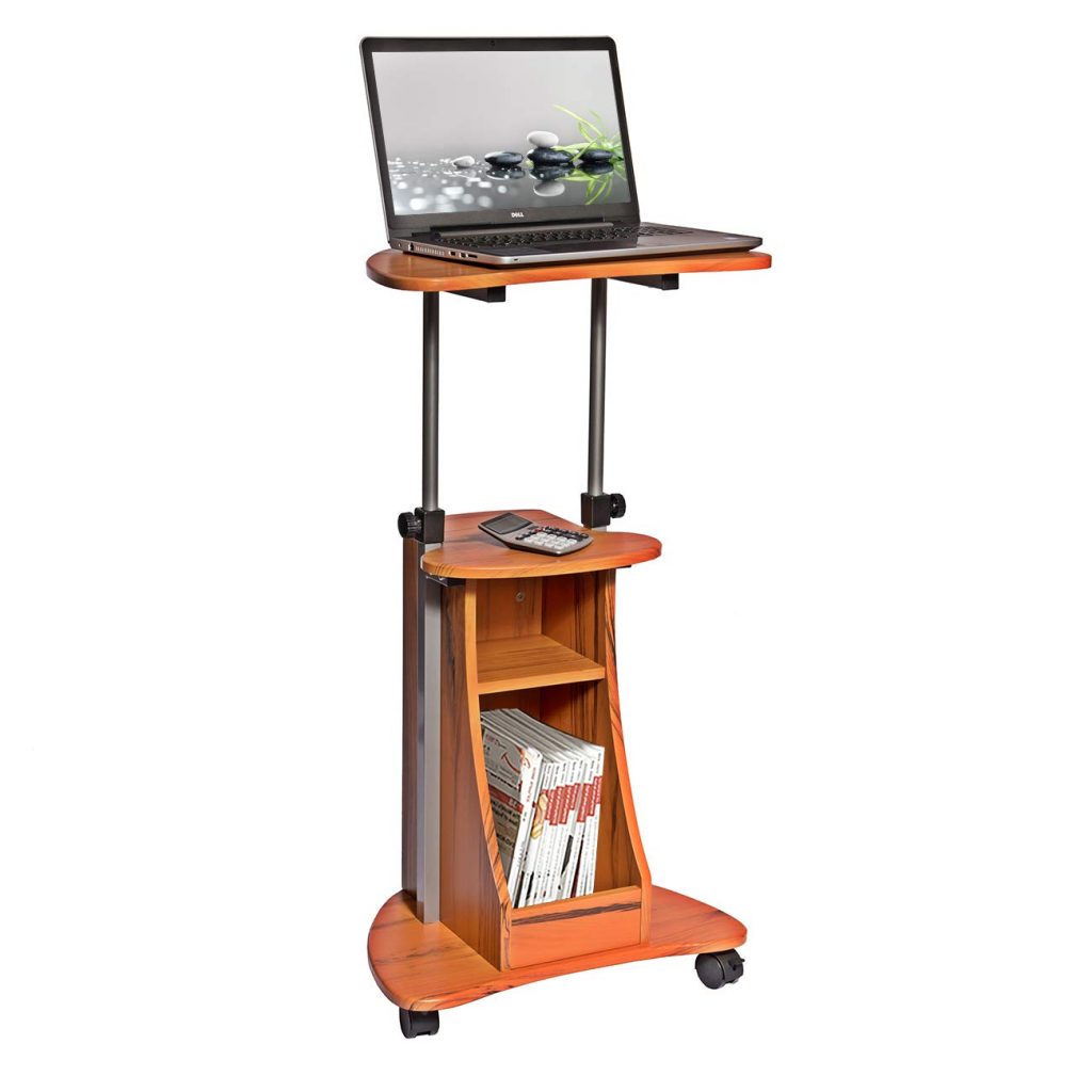  Adjustable Height Laptop Cart With Storage