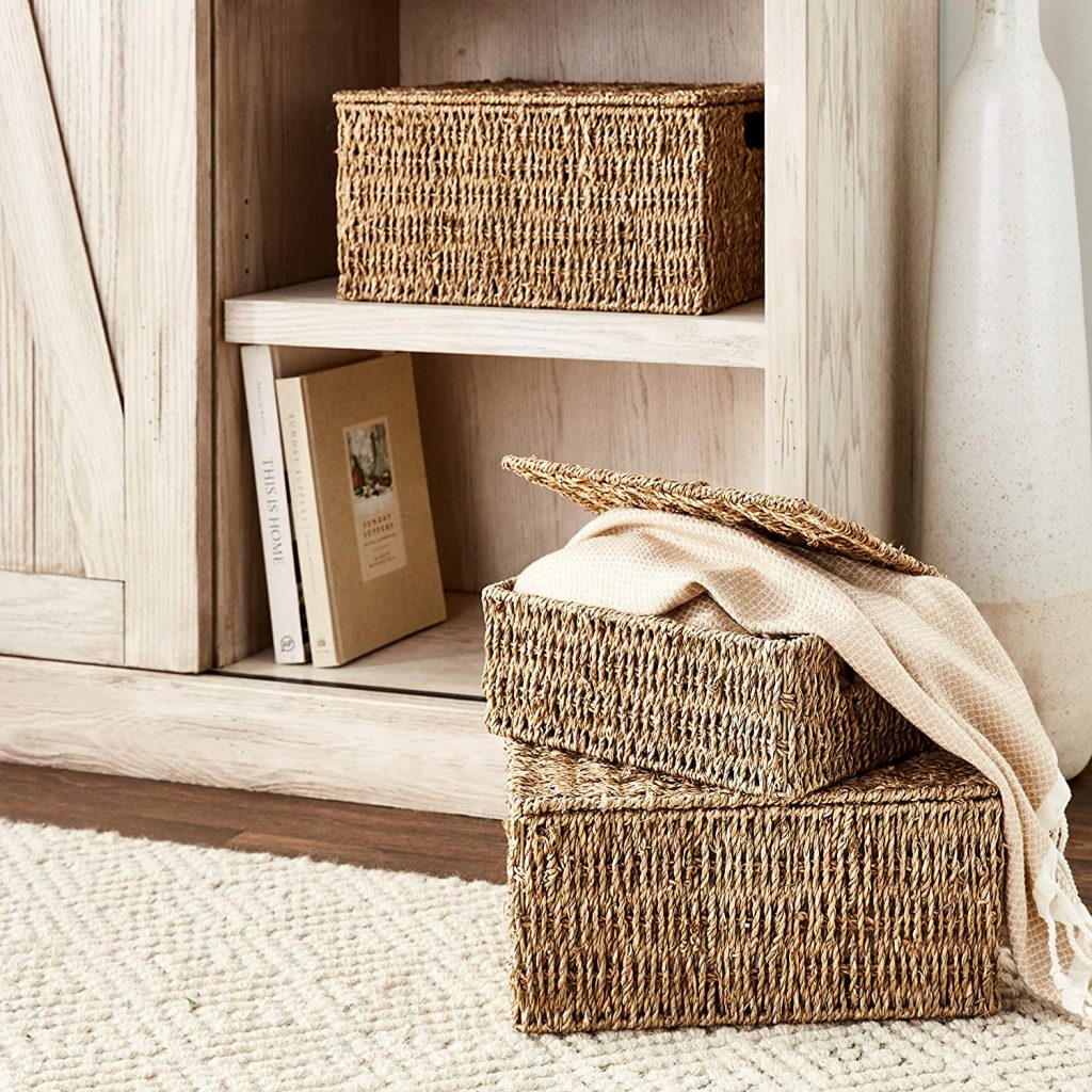 Brown Bear Rattan Storage Basket Bin Decor Hand Woven Shelf Organizer Wicker Art 