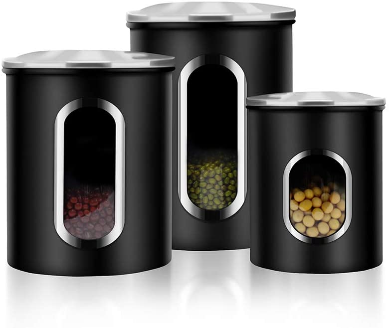 Canisters Set, 3-Piece Window Kitchen Canisters