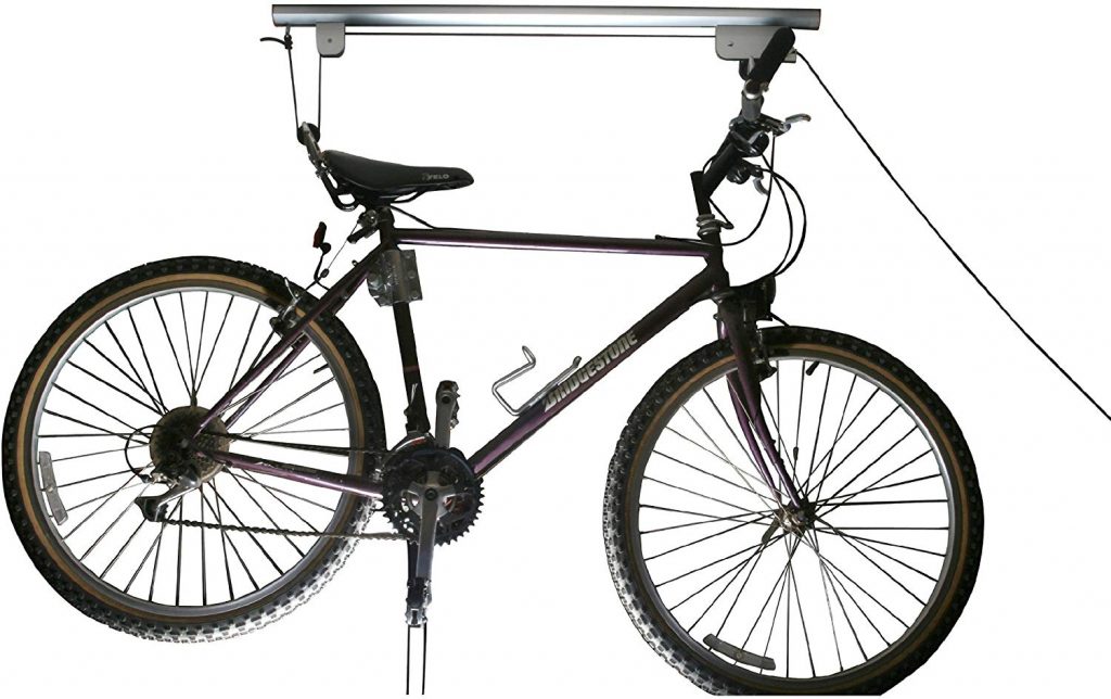 bicycle hoist, overhead storage, garage storage ideas, garage organizer