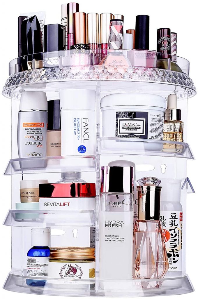 Miserwe Acrylic Rotating Makeup Storage, Makeup Organizer