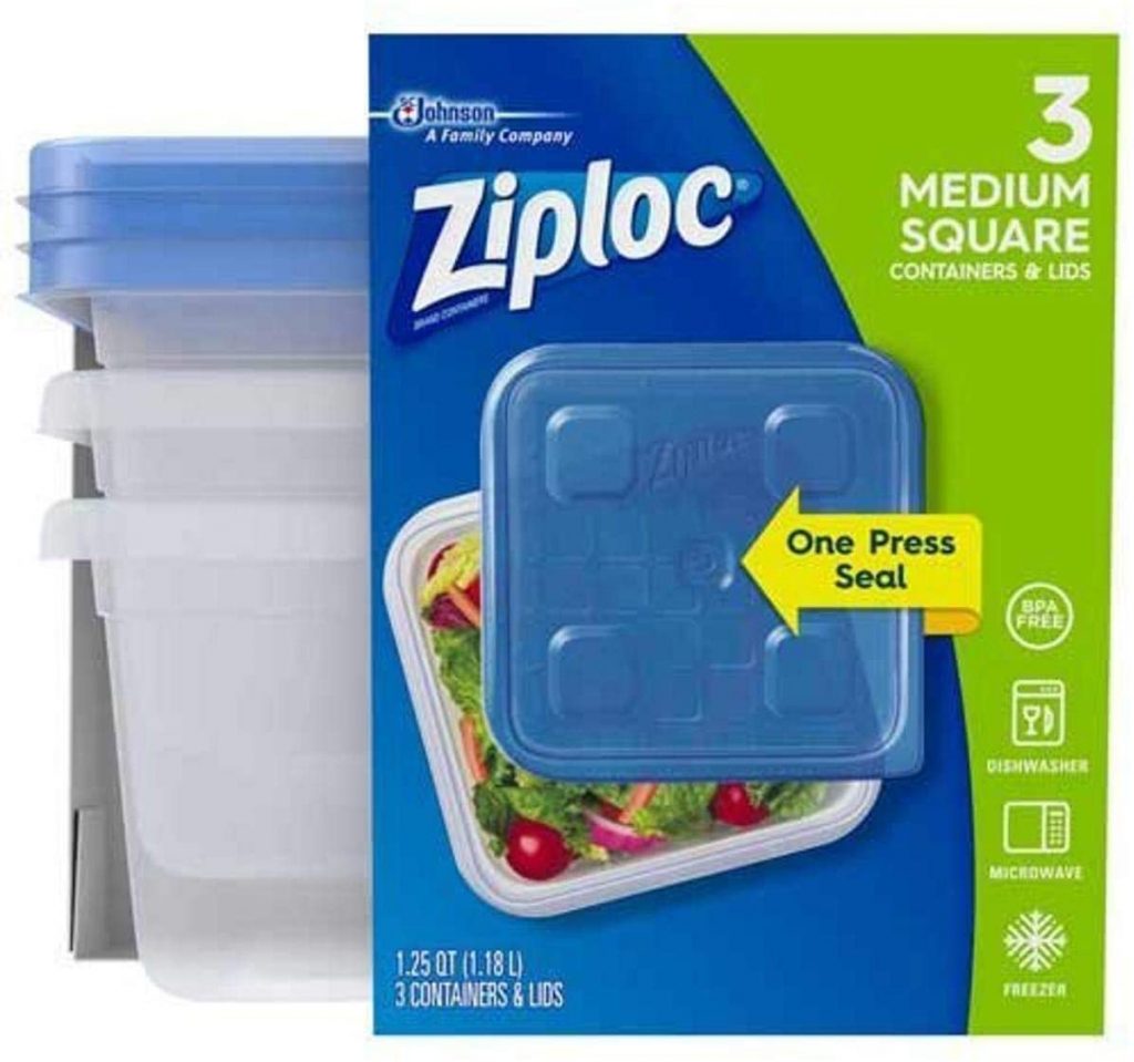 Ziploc Container, Medium Square, 3 Count