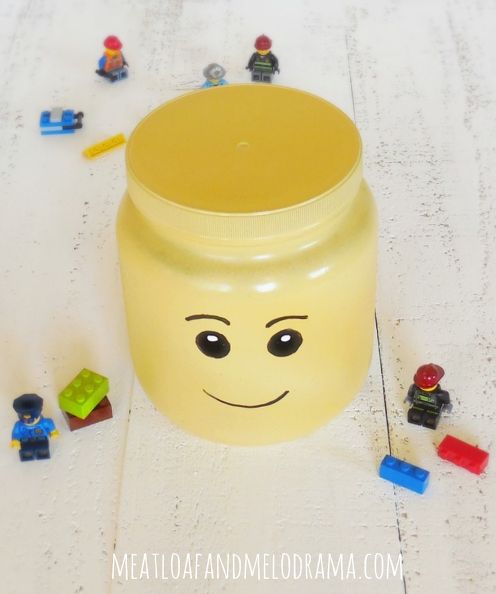 Lego Kids Storage, Lego Jar Head, Lego Organizer, Lego Container