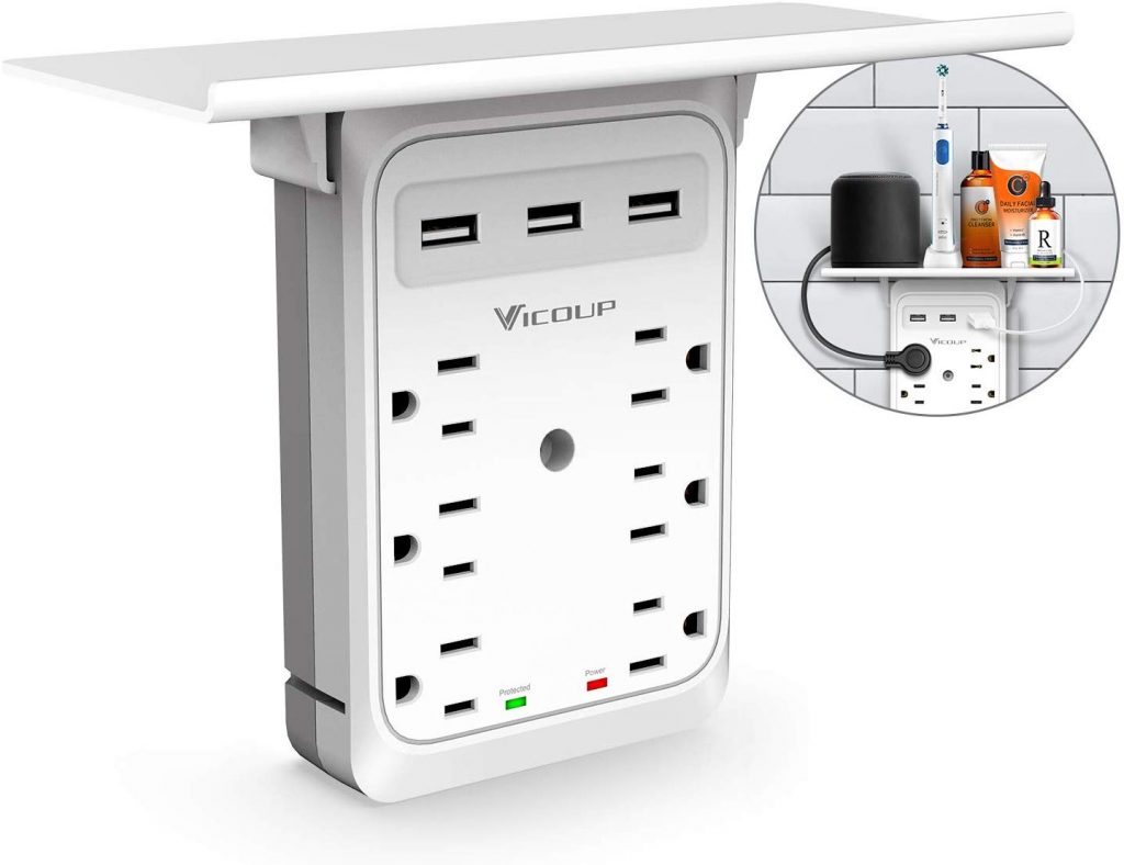 Outlet Surge Protector Shelf, Bathroom Storage Ideas, Bathroom Organizer