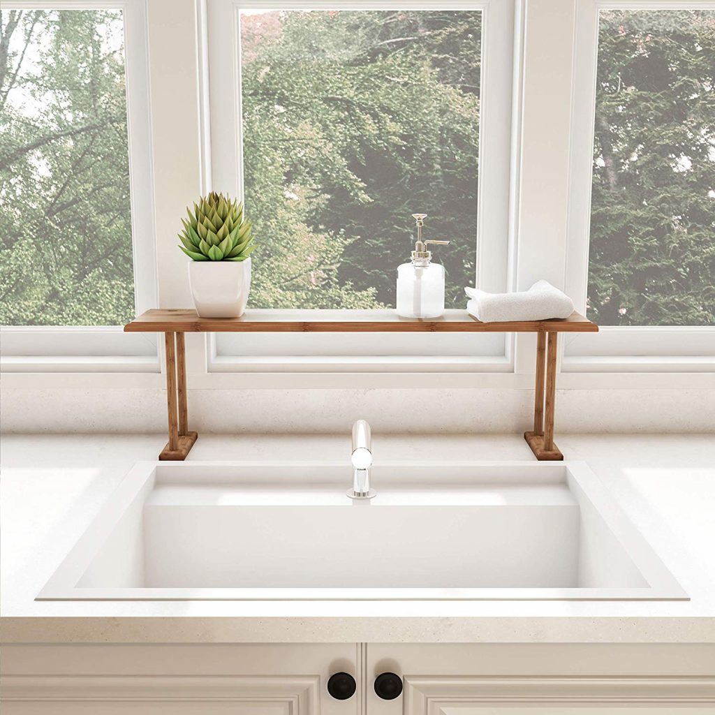 window rack, wooden kitchen rack, sink rack, storage ideas