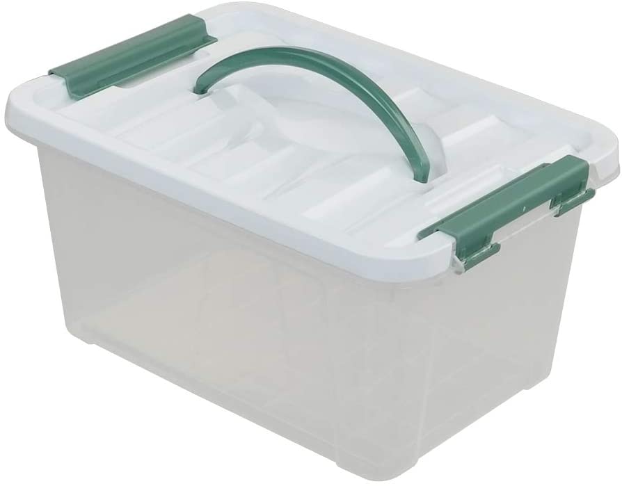 Small Large Clear Plastic Bucket With Lid Carry Handle Storage Container Box Bin 