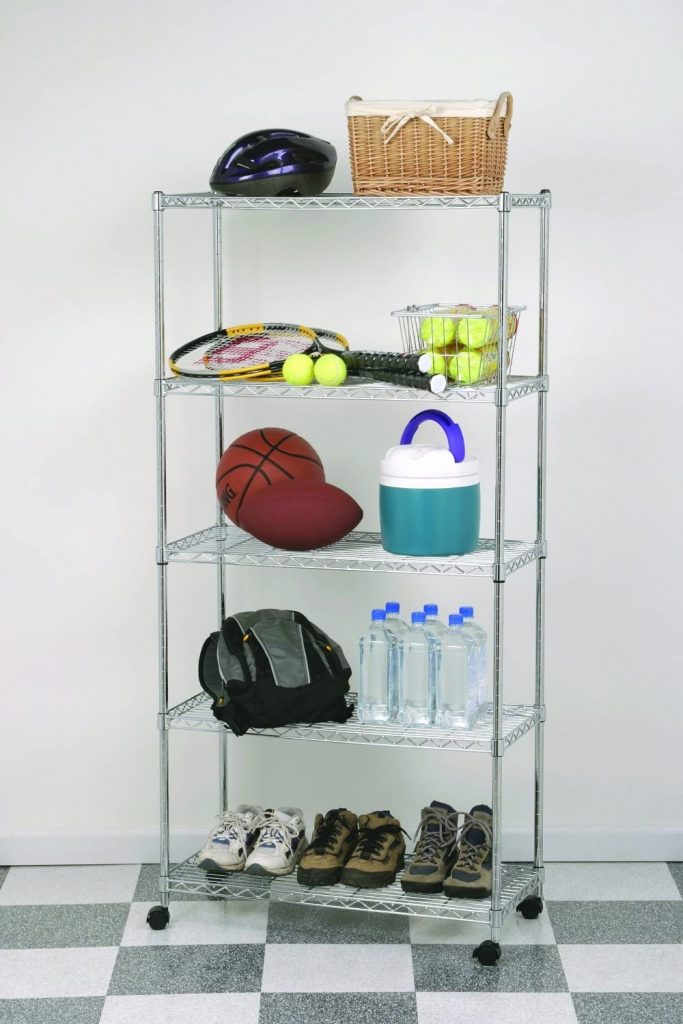Seville Classics 5-Tier Steel Wire Shelving with Wheels