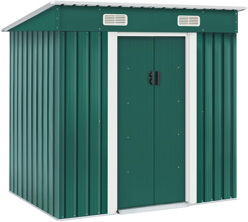 Green outdoor weather-proof storage unit