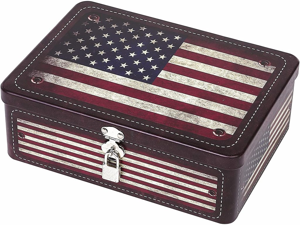  MyGift Retro Style American Flag Tin Storage Box 