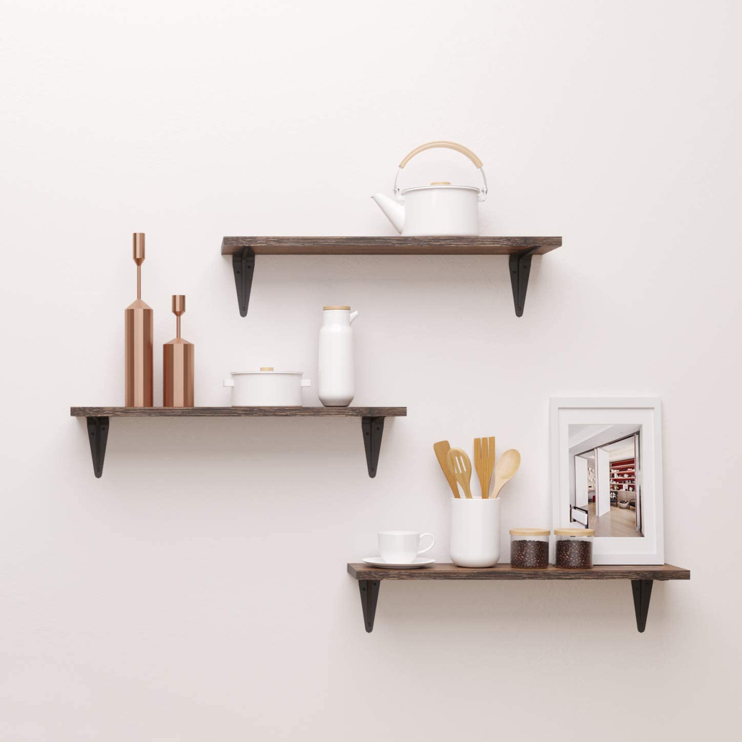 Wall Mounted Shelf Hanging Wall Shelves Details about   Kosiehouse Rustic Wood Floating Shelves 
