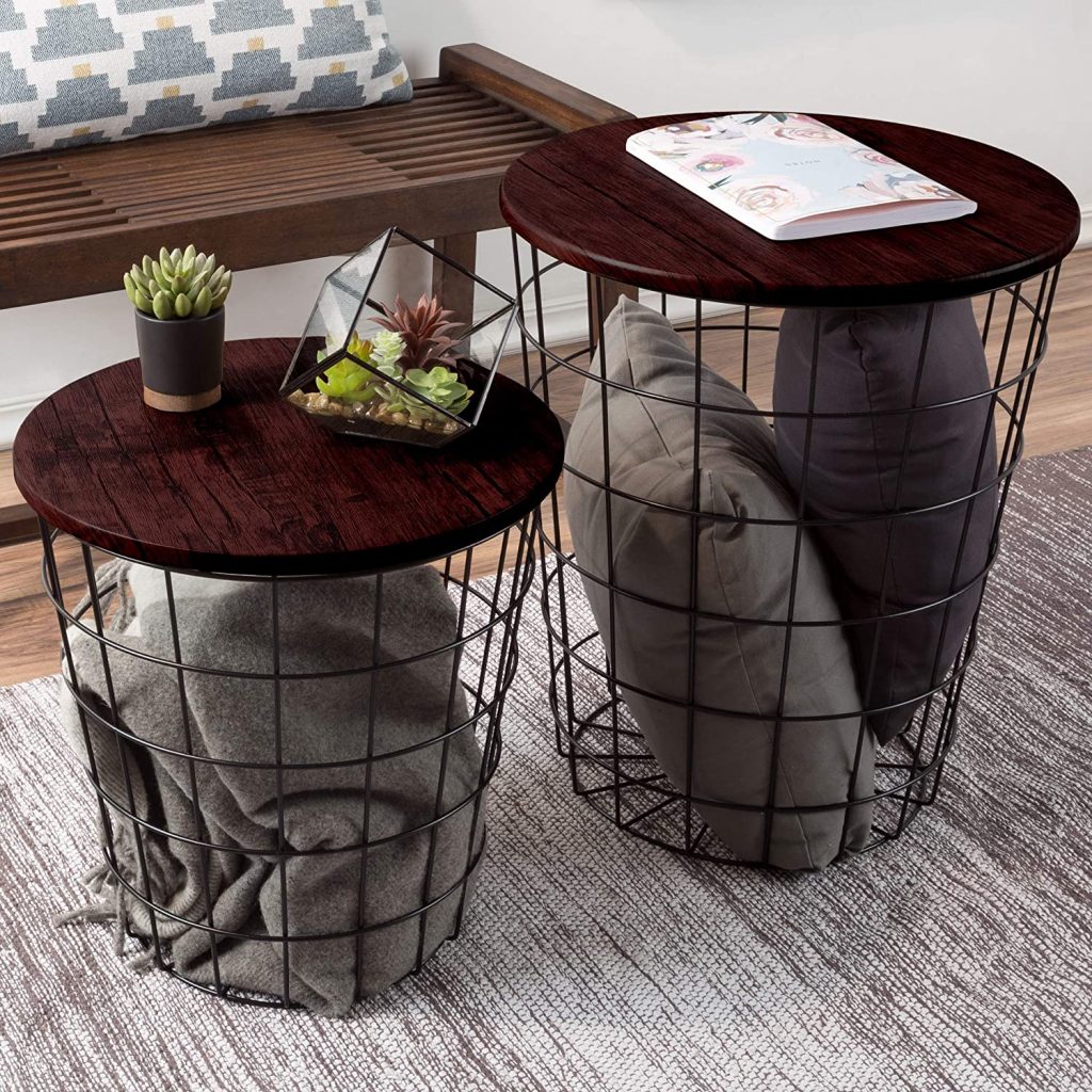 Side Table Storage Basket ~ Nesting Amzdeal Stacking Convertible ...