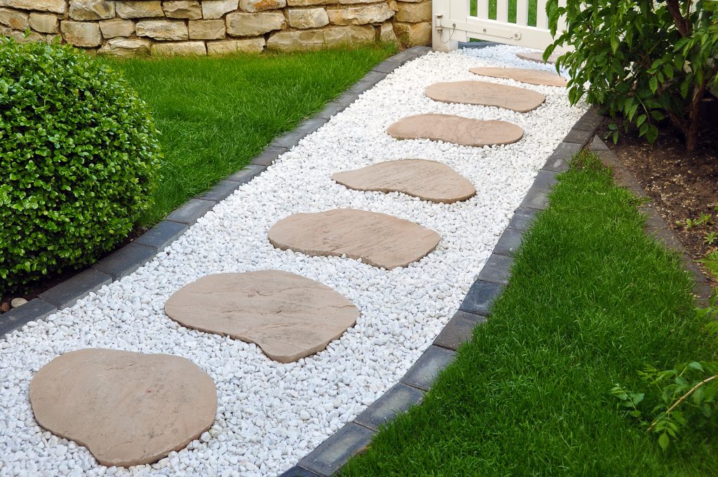 Garden pebble path