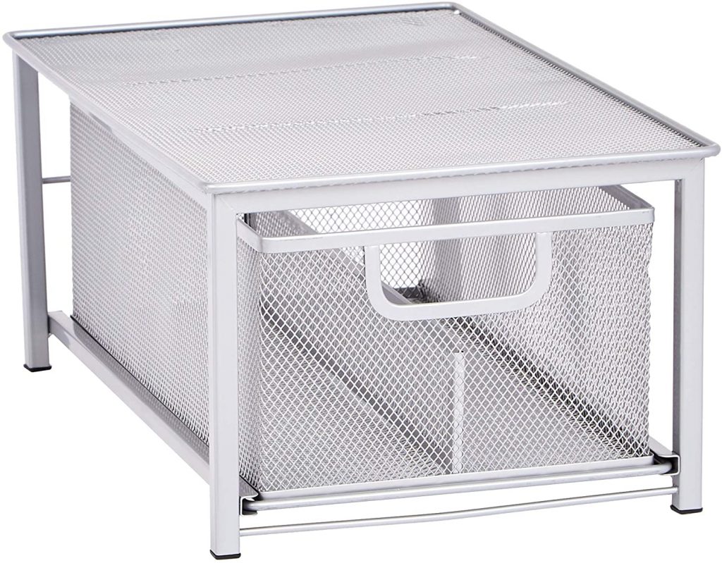 AmazonBasics Mesh Sliding Basket Drawer Storage Shelf Organizer