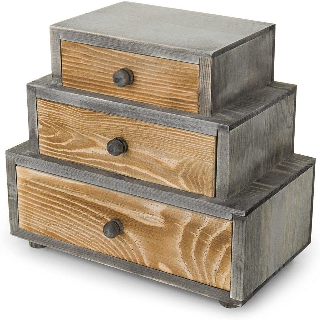 MyGift 3-Drawer Rustic Wood Office Storage Organizer