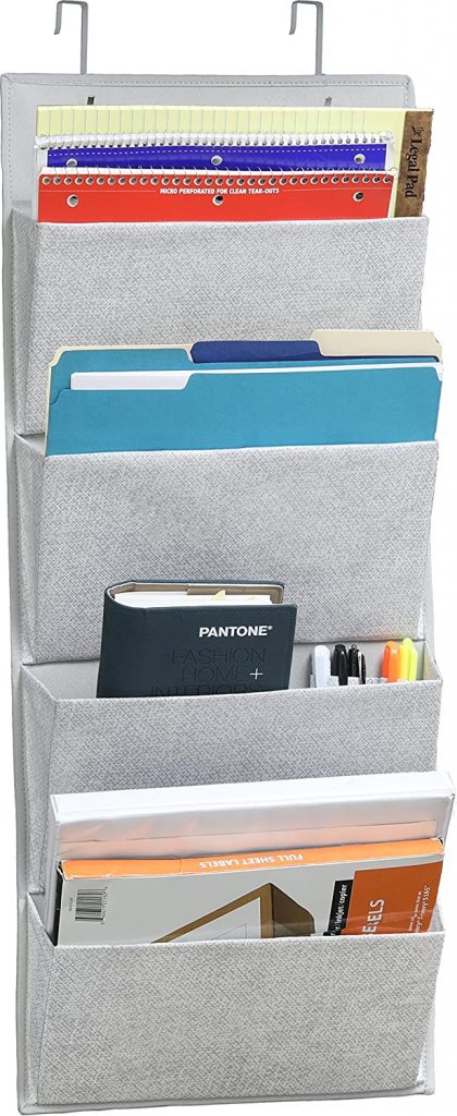 Simple Houseware 4 Pockets - Wall Mount/Over Door File Document Organizer
