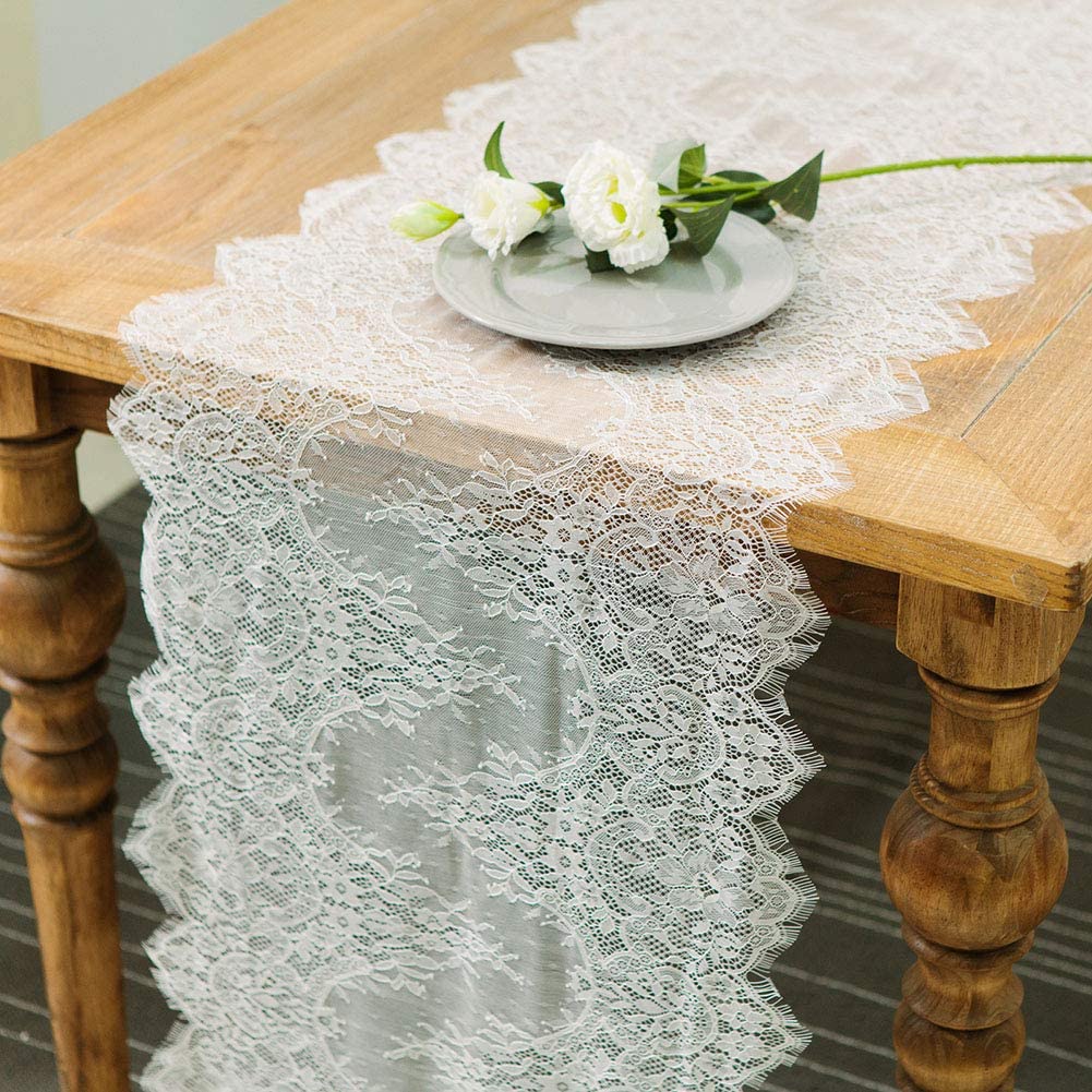 ARKSU White Lace Table Runner