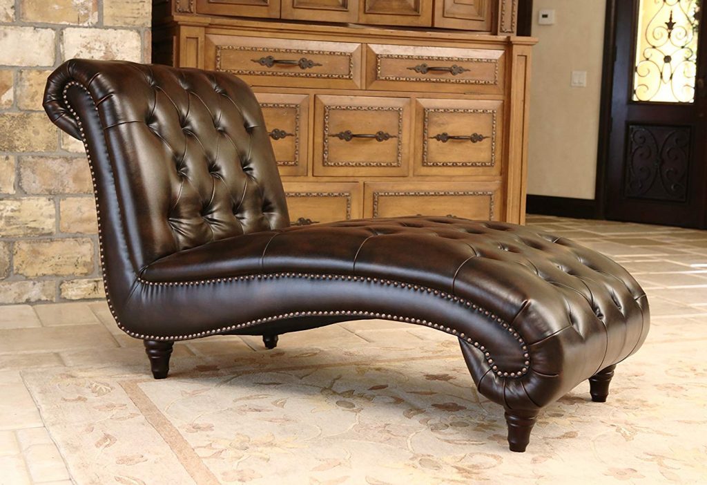 Abbyson Mirabello Hand Rubbed Leather Chaise
