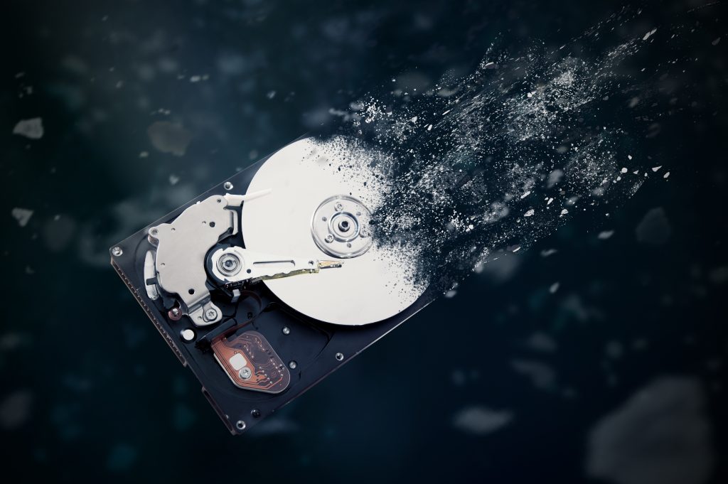 Old broken hard disk drive