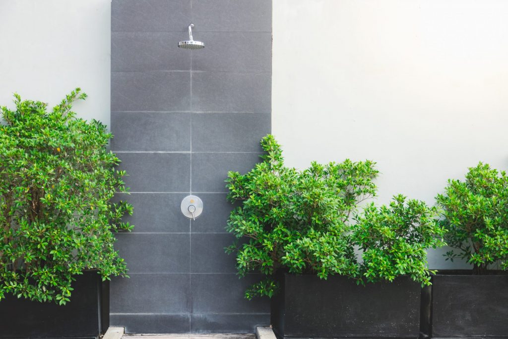 Outdoor Shower Ideas With Big Tiles