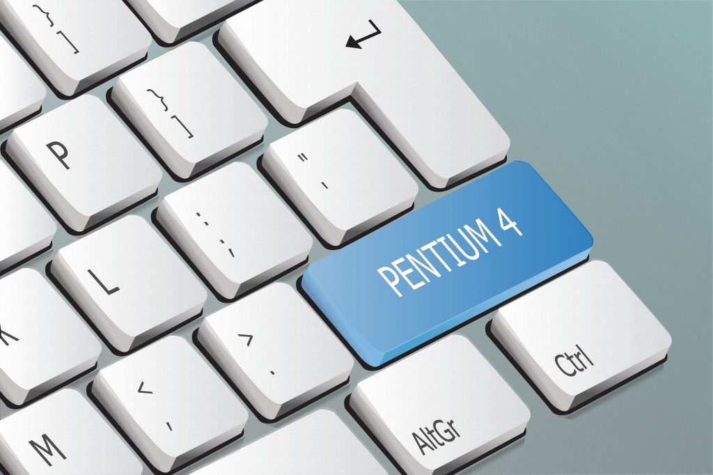 Pentium 4 written on the keyboard button