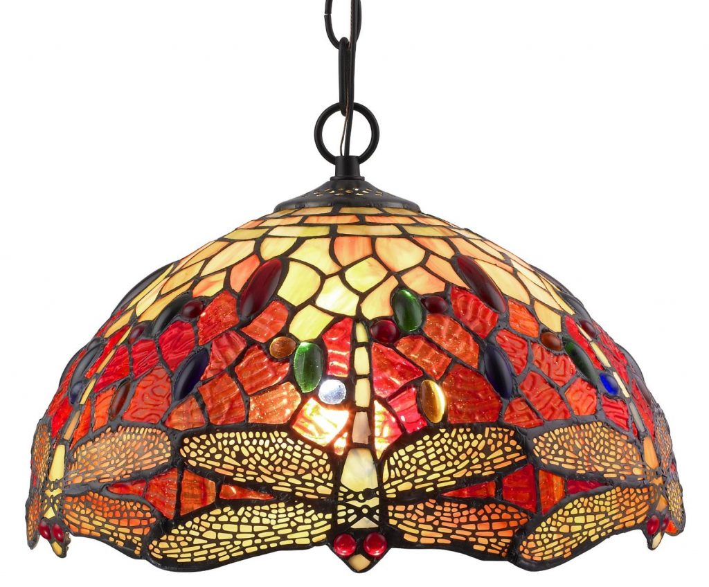 Amora Lighting Tiffany Style Stained Glass Ceiling Fixture