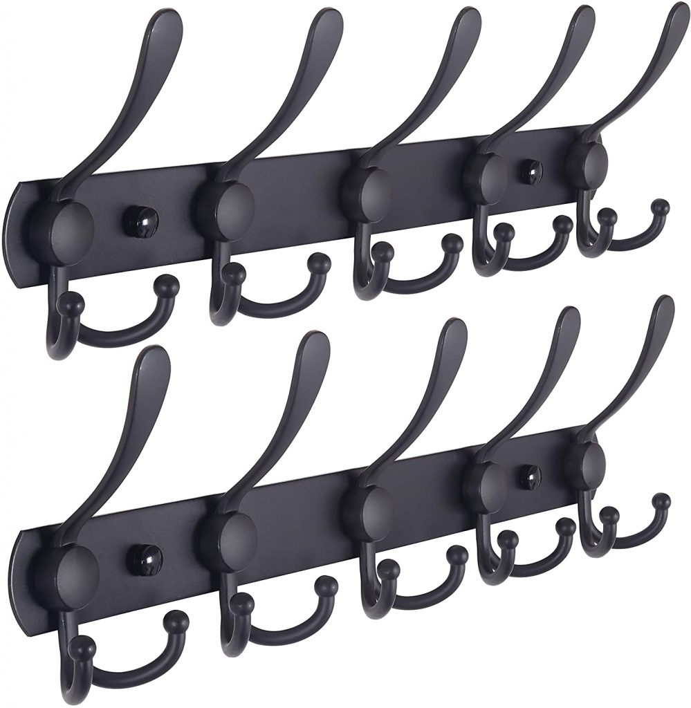 Dseap Coat Rack Wall Mounted - 5 Tri Hooks