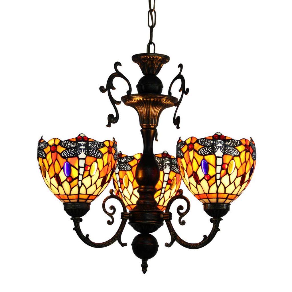 akenier Vintage Classic Art Tiffany Style Stained Glass Chandelier