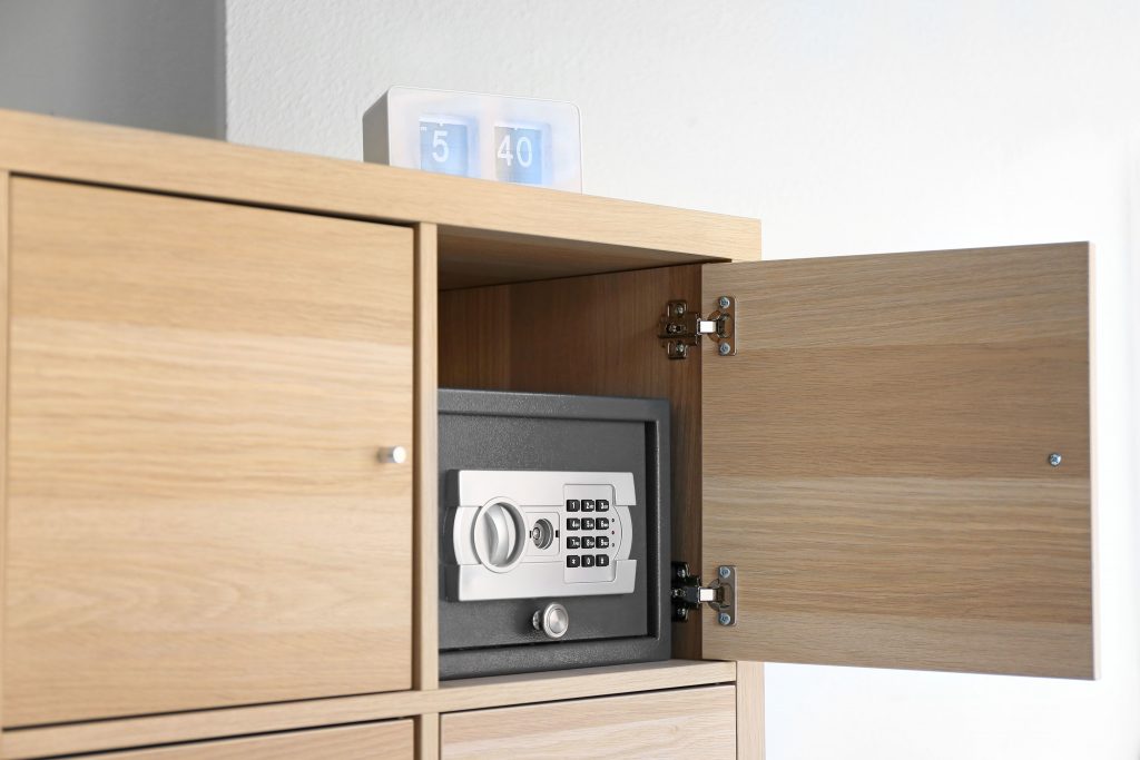 Modern small safe in cabinet