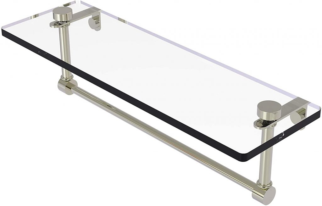 Allied Brass Inch Vanity Integrated Towel Bar Glass Shelf