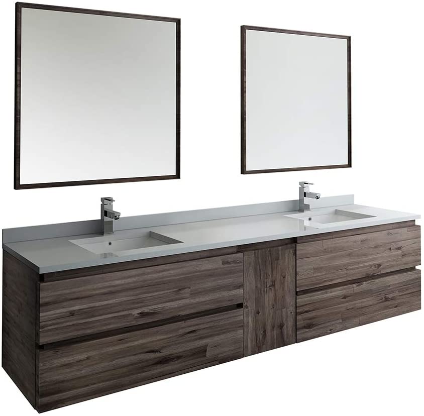 Formosa 84" Wall Hung Double Sink Modern Bathroom Vanity