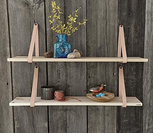Orvis Suspended Wood and Leather Shelf
