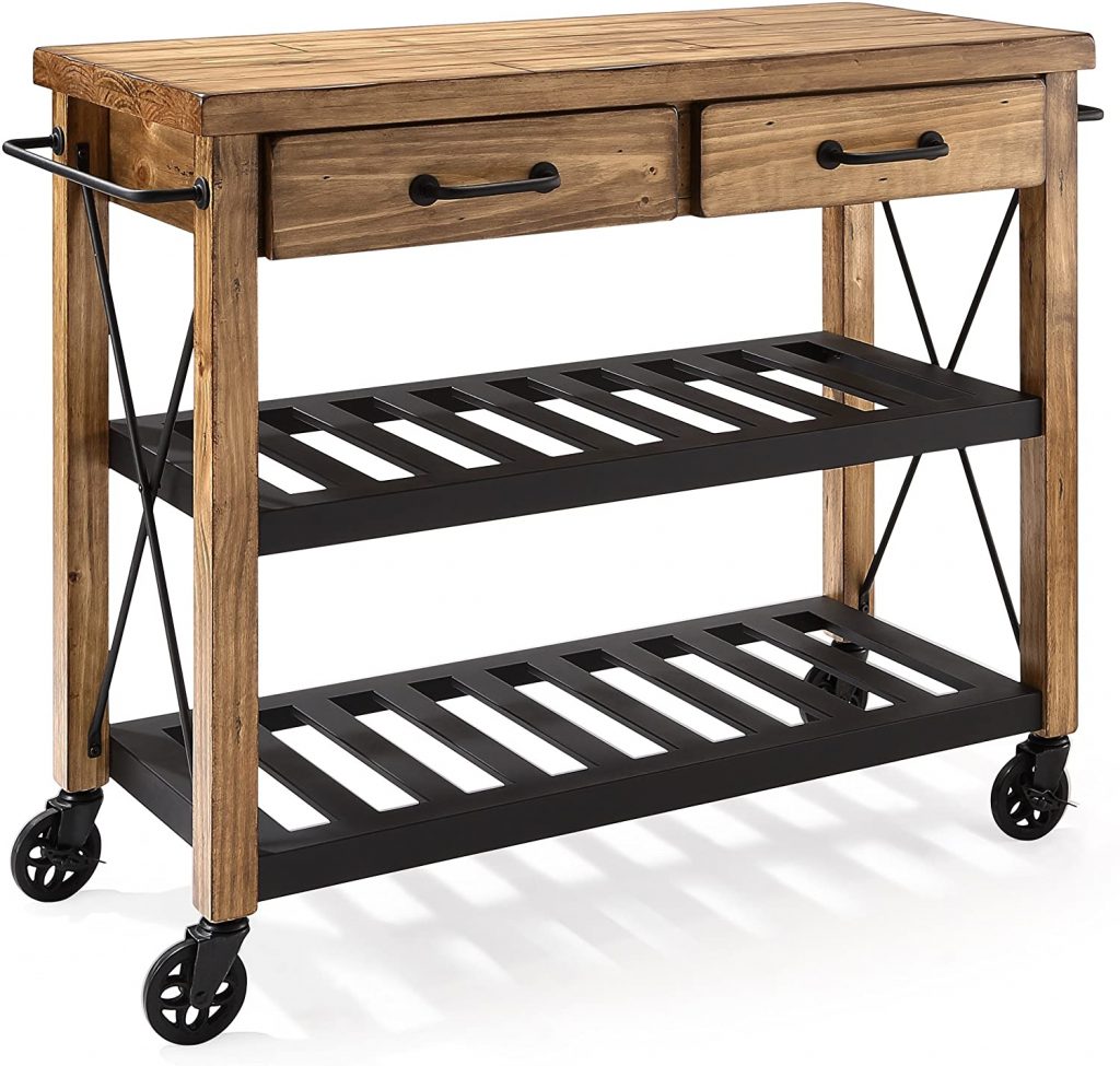 Crosley Furniture Roots Rack Industrial Rolling Kitchen Cart