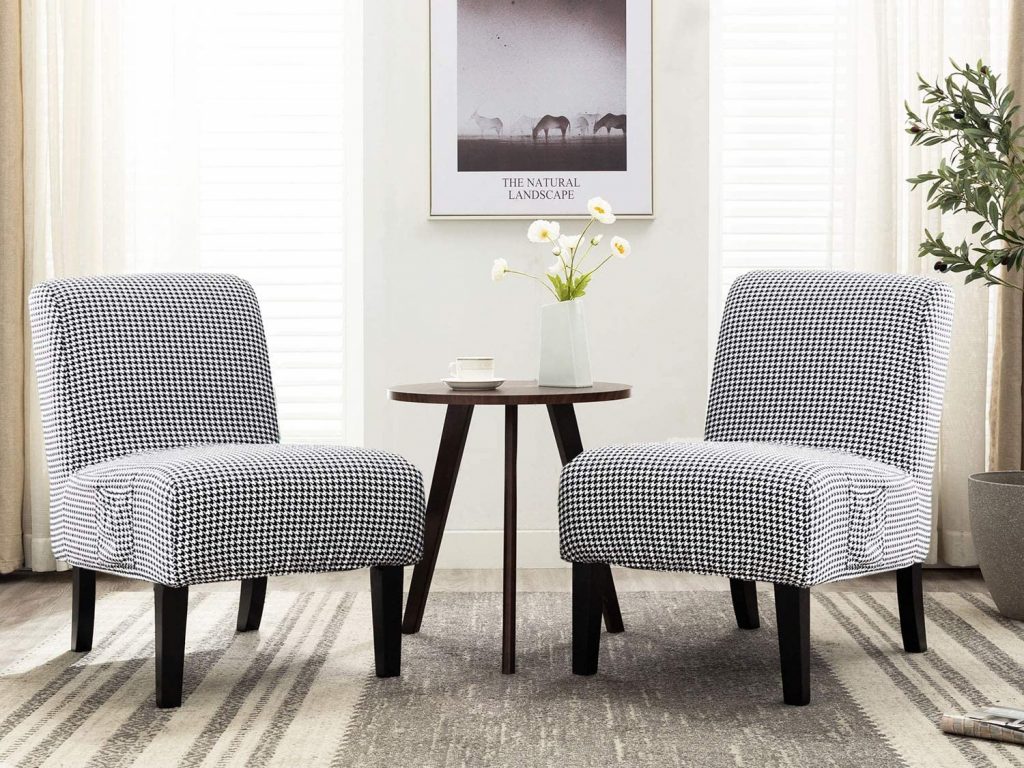 Altrobene Fabric Accent Armless Chair Set 
