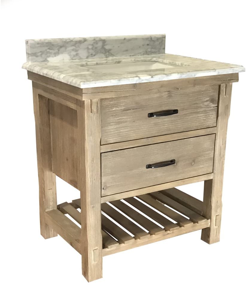 InFurniture Rustic Style Marble Top 
