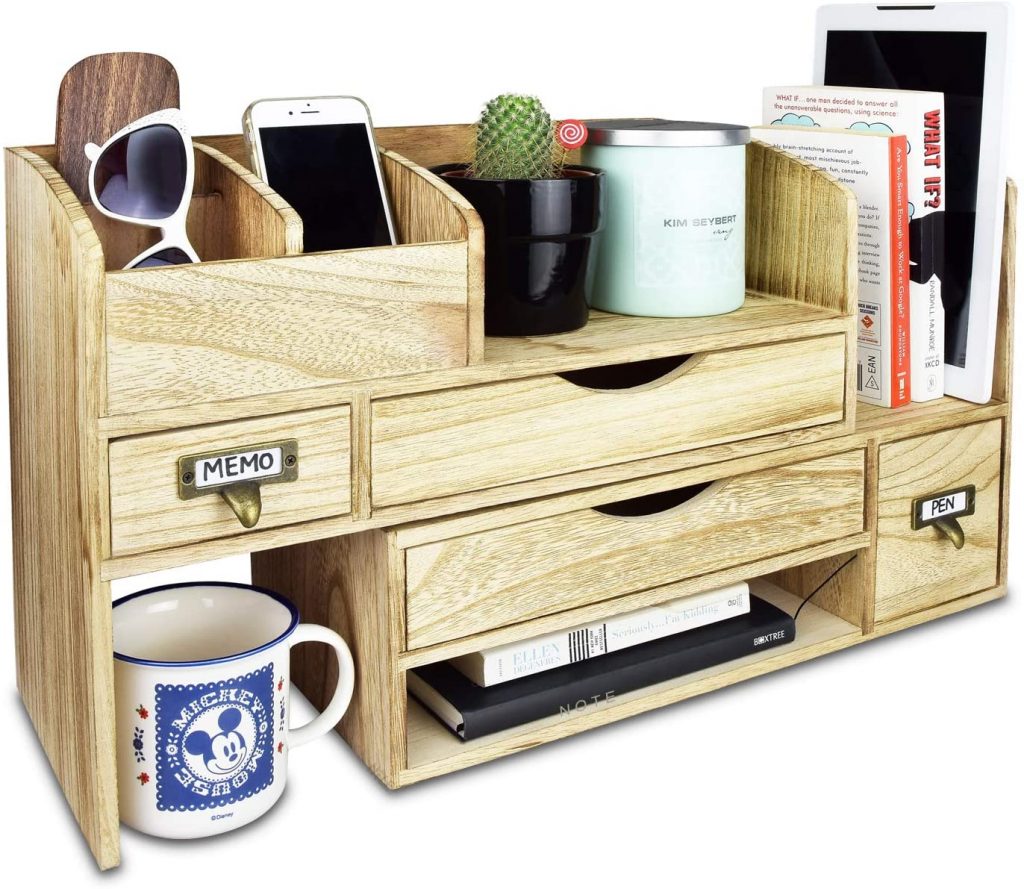Ikee Design Large Adjustable Wooden Desktop Organizer