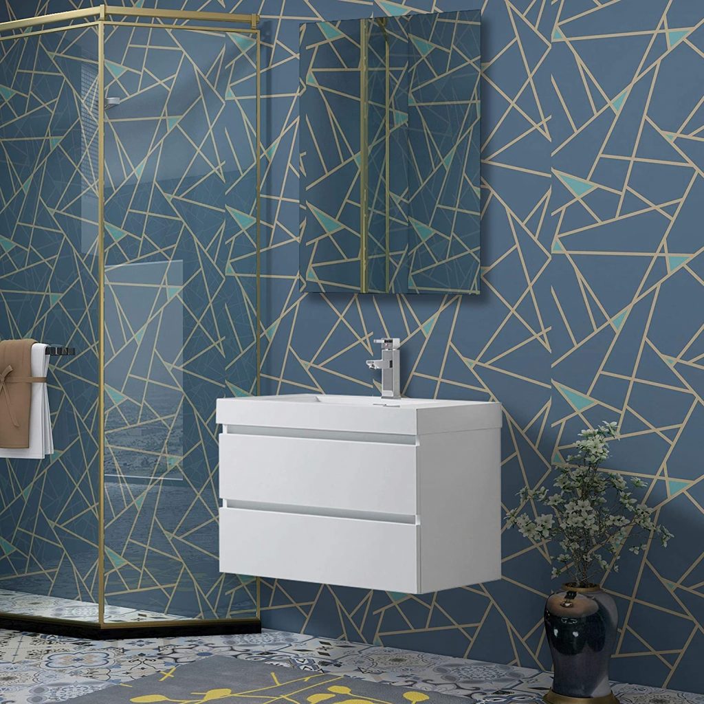 Vanity Art 30-Inch Single Sink Wall Mounted Bathroom Vanity Set